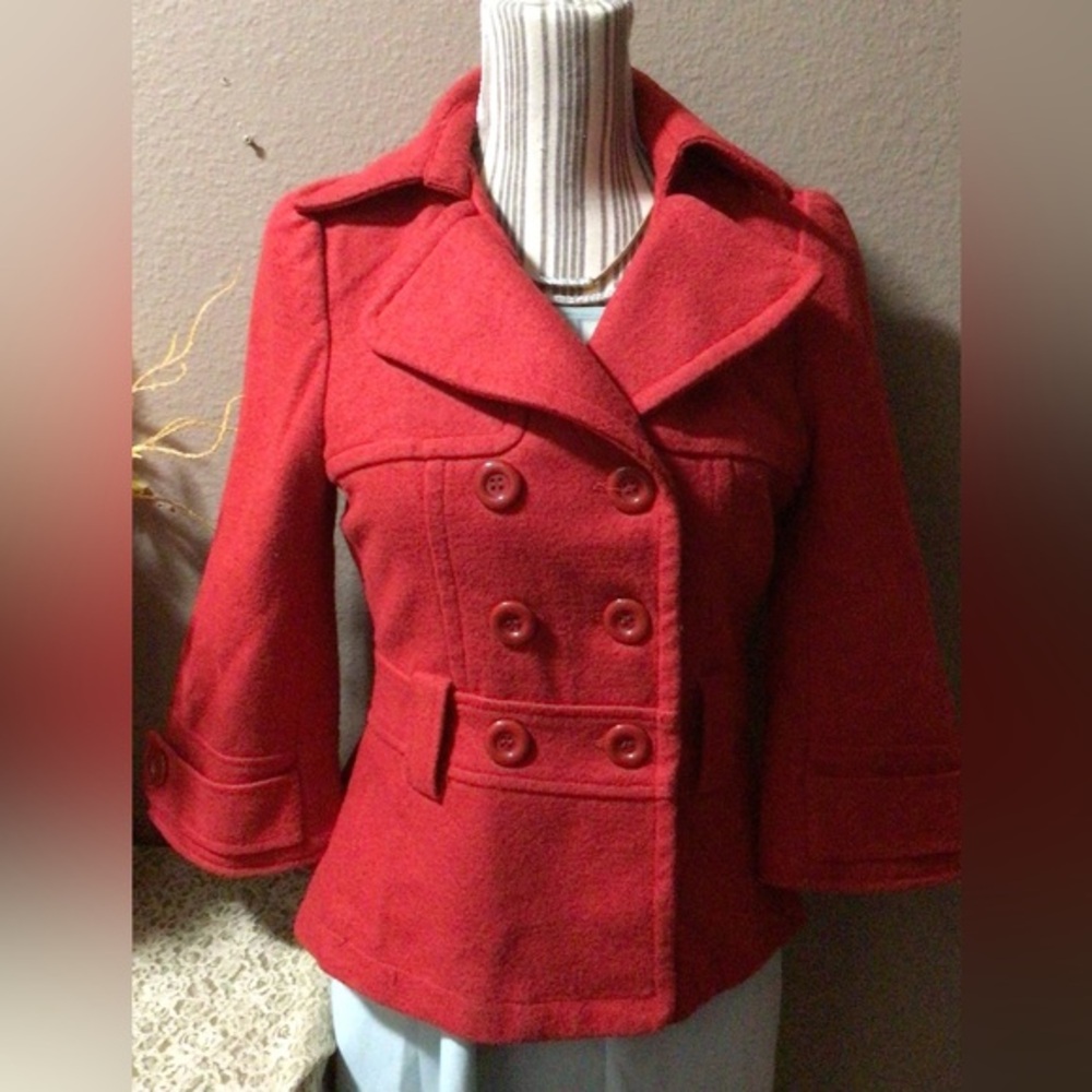 RED COAT WITH BELL SLEEVE